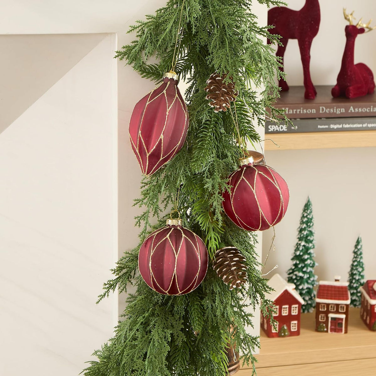 WDS WONDROUS Christmas Ball Ornaments Teardrop Xmas Tree Ornament Set Red