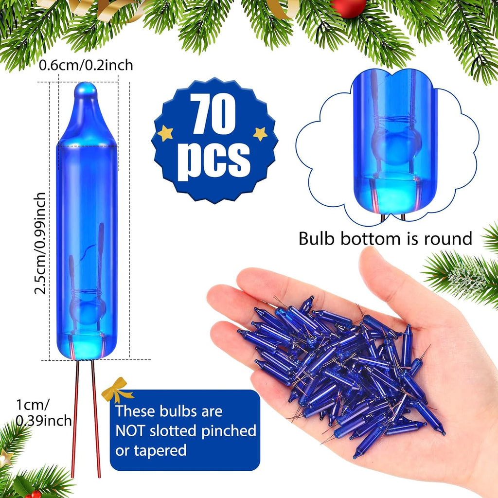 Remagr 70 Pcs 3.5v Christmas Mini Light Bulbs Holiday Decor, Blue