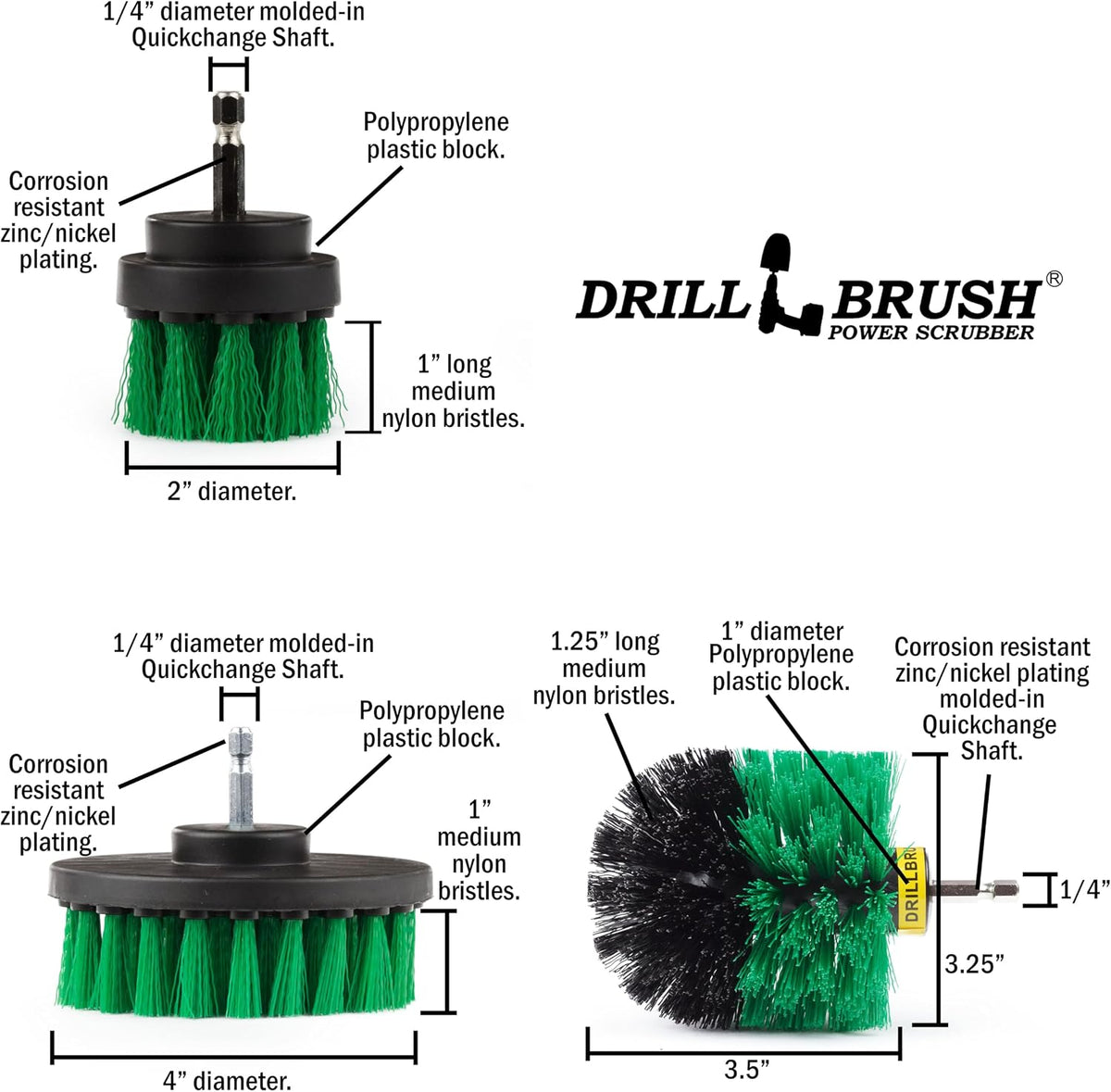 Drillbrush Green Kitchen Drill Brush Set for Oven, Air Fryer & Cabinets