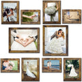 Picture Frame Set 10 pack, Farmhouse Photo Frames, Gallery Wall Frame Collage, with Two 8x10, Four 5x7, Four 4x6 Photo Frame set, in 3 Different Finishes Picture Frames For Wall or Desk,Rustic Brown