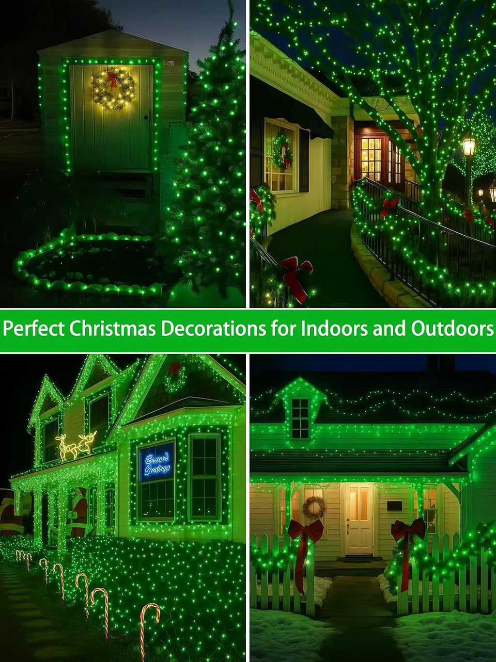 2 Pack 200 LED Christmas Lights 13 Modes Extendable Christmas Tree Lights