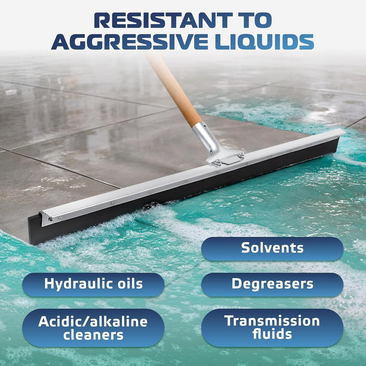 DSV Standard Garage Floor Squeegee 36’’, Large Neoprene Blade Asphalt Squeegee, Taper Pole Connection - Handle Sold Separately for Tiles, Concrete and Asphalt