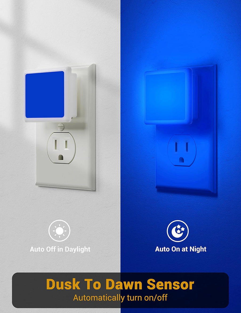 JandCase Blue Night Light, Blue Nightlight[2 Pack],0.3 Watt LED Night Light