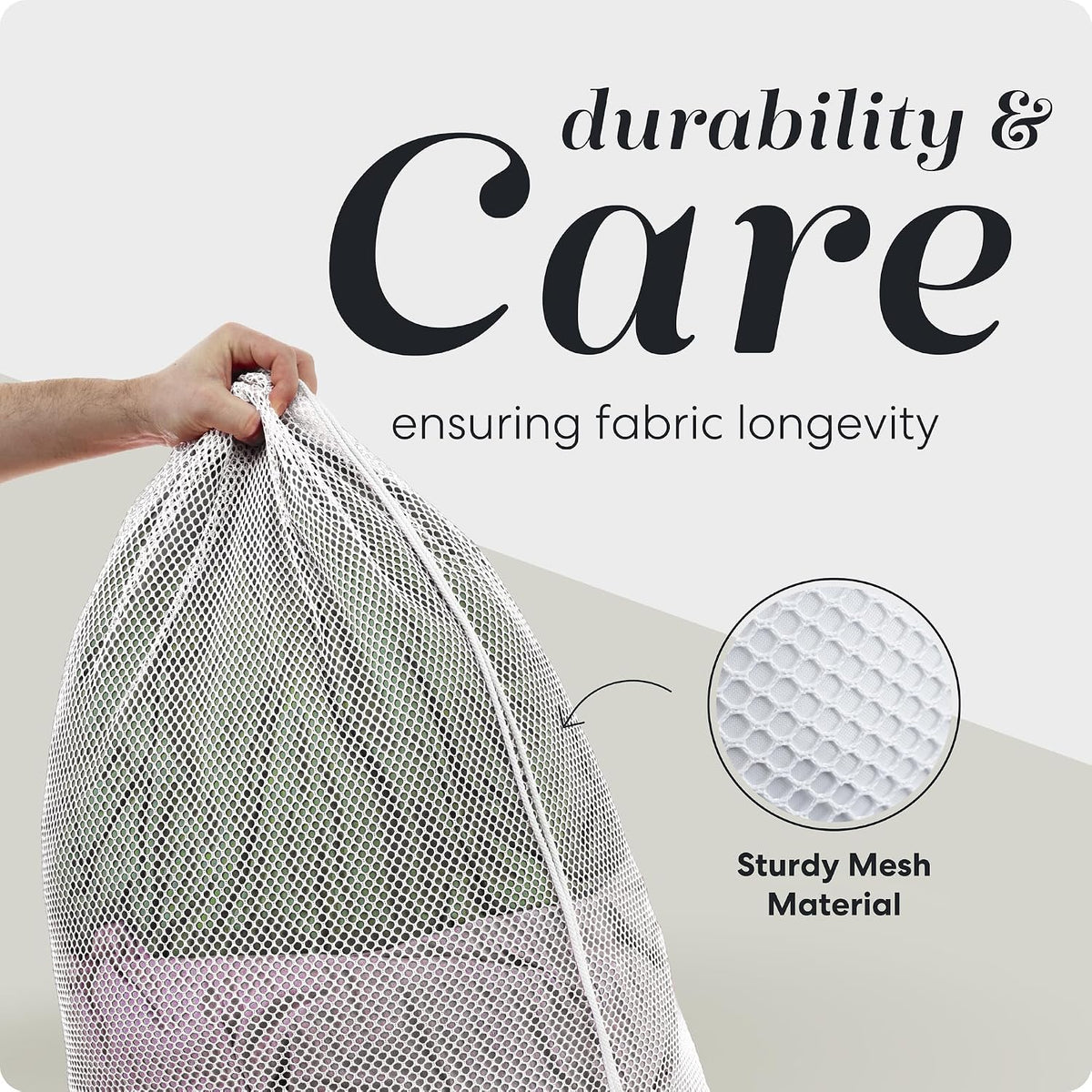 Handy Laundry Mesh XL Laundry Bag 24"x36", Heavy Duty Drawstring, White