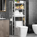 Kalrin Over The Toilet Storage with X Shape Side Guardrail, 3-Tier Over Toilet Storage Rack with Drain Basket, Freestanding Bathroom Organizer for Balcony Laundry, Pure White