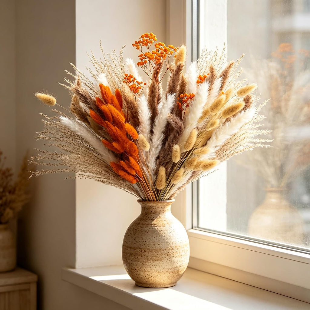 Fall Decor Dried Pampas Grass 17inch 60~85Pcs(B-75Pcs)