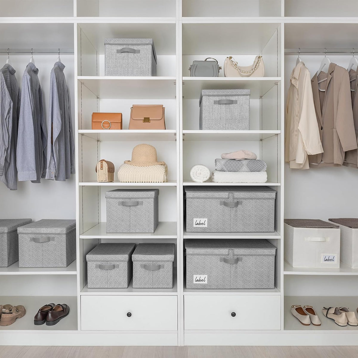 GRANNY SAYS Extra Large Storage Bins with Lids, Closet Bins, Ash Gray