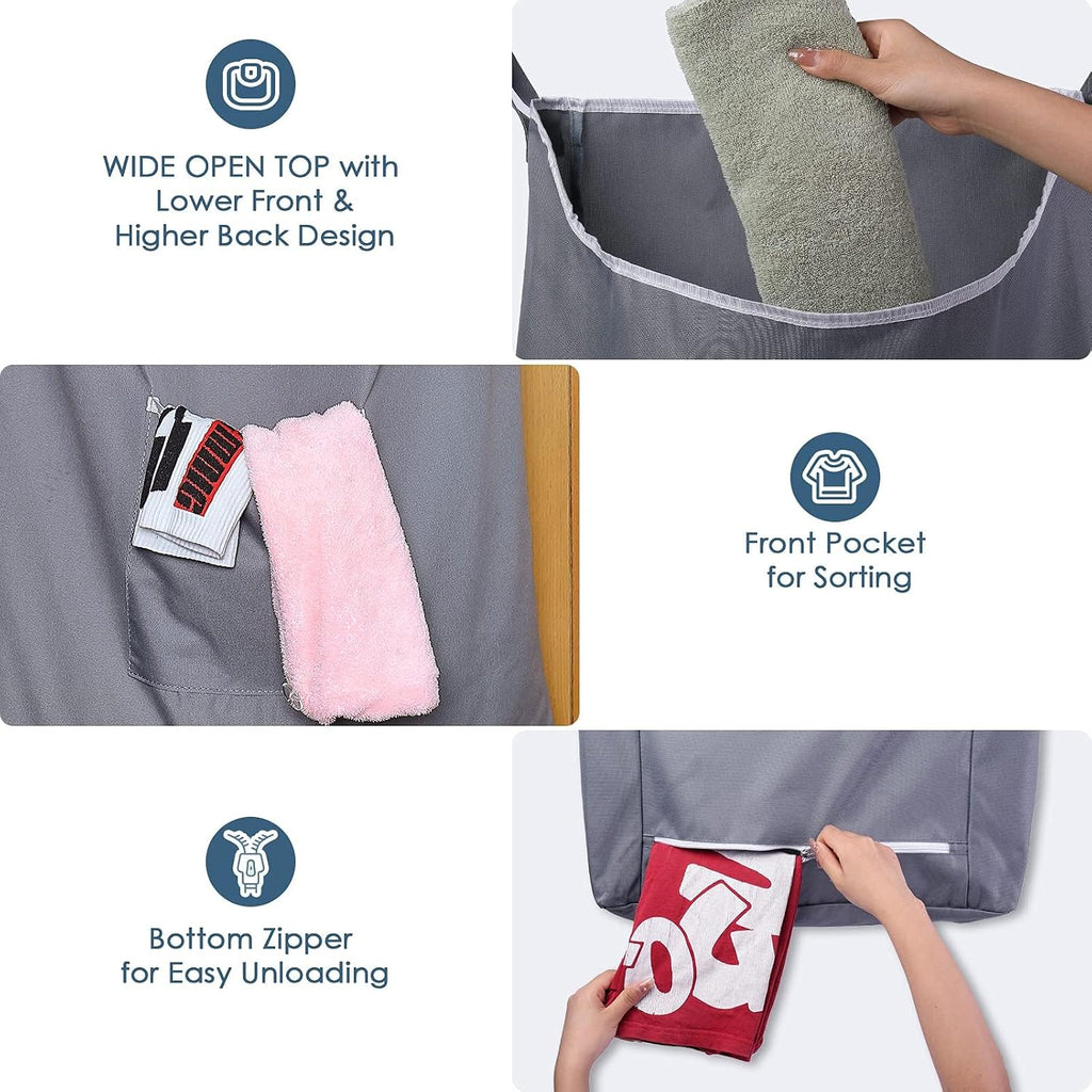 TFLC X-Large Hanging Laundry Hamper bag, 20x3.75x31", Gray-XL