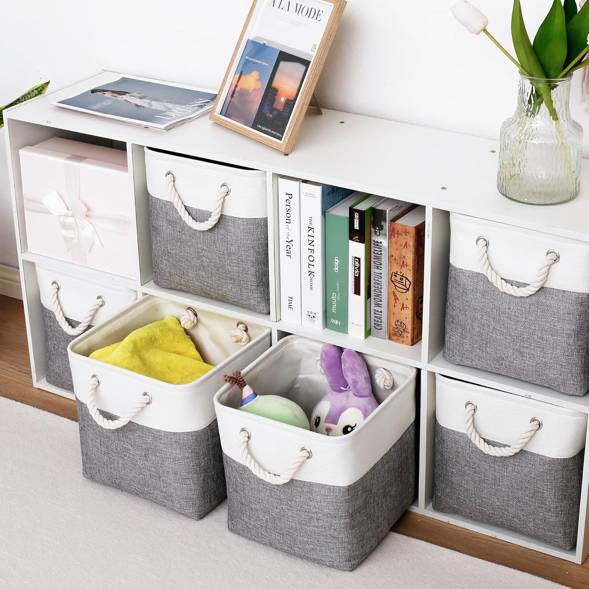 11 Inch 6 Pack Cube Storage Bins with Handles