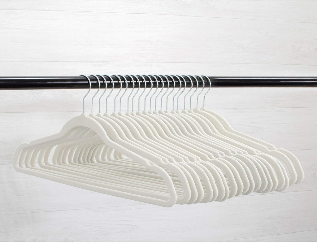 Home Expressions Premium 20 Pack - Ultra Thin No Slip Velvet Suit Swivel Hangers - 21" Extra Wide Strong Velvet Hangers - Space Saving Clothes Hangers - 21x0.2x10 inches (Beige)
