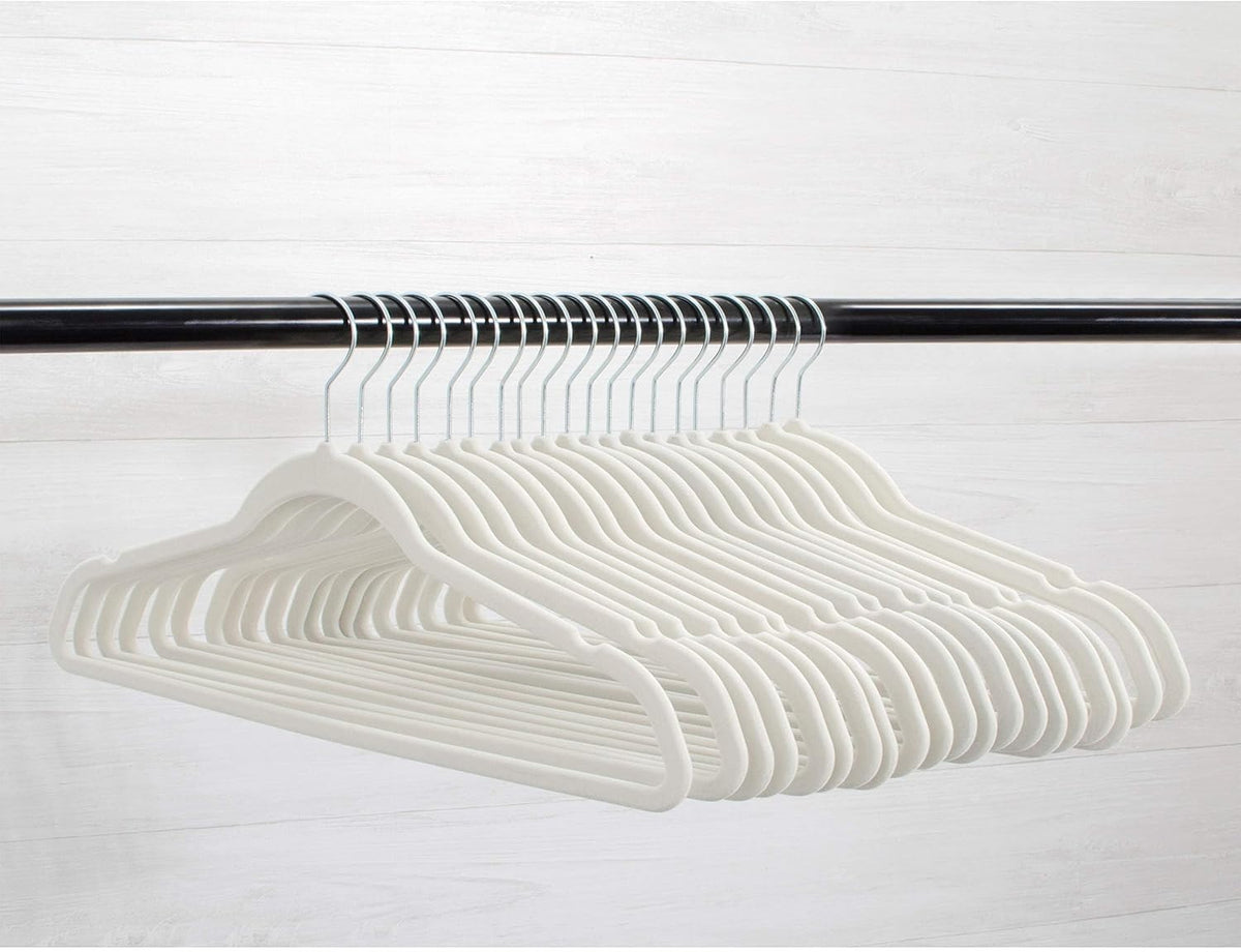 Home Expressions Premium 20 Pack - Ultra Thin No Slip Velvet Suit Swivel Hangers - 21" Extra Wide Strong Velvet Hangers - Space Saving Clothes Hangers - 21x0.2x10 inches (Beige)