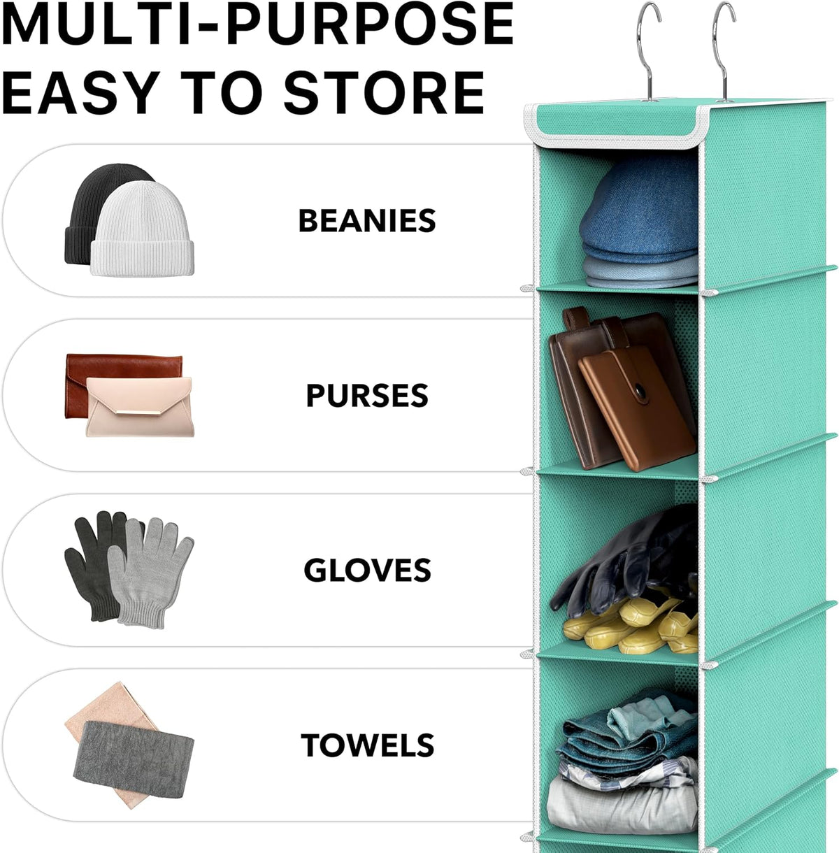 Simple Houseware 10 Shelves Closet Hanging Shoe Organizer, Turquoise