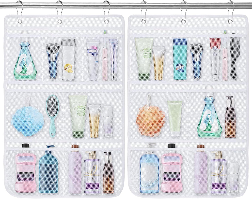 Mesh Shower Organizer for Bath, 2 Pack Mesh Shower Caddy Hanging, Quick Dry