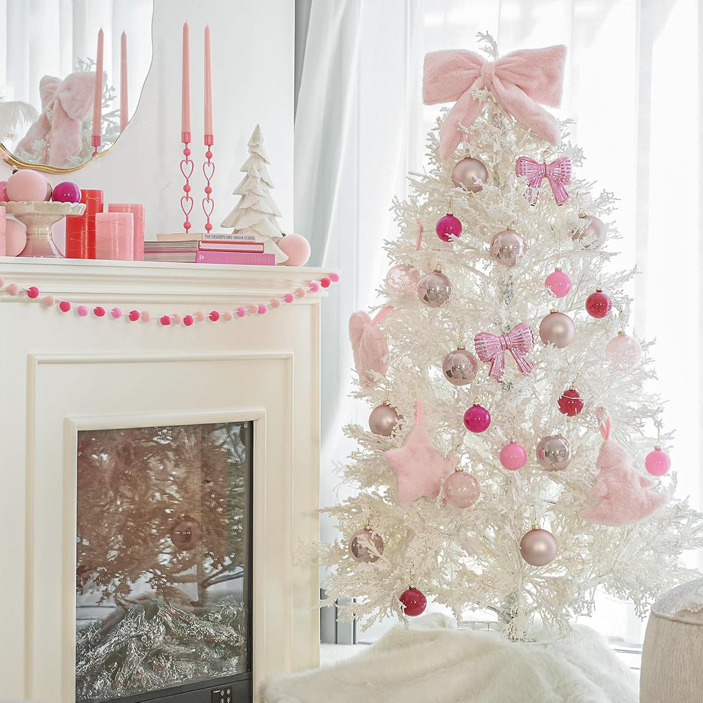 WDS WONDROUS Red Pink Glass Christmas Ball Ornaments 12PCS Hanging Balls