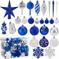 Christmas Balls Ornaments,Assorted Shatterproof Christmas Ornaments Set, Luxurious Hanging Pendants Package for Christmas Tree Party Holiday Indoor Decor (130Pcs-Blue)