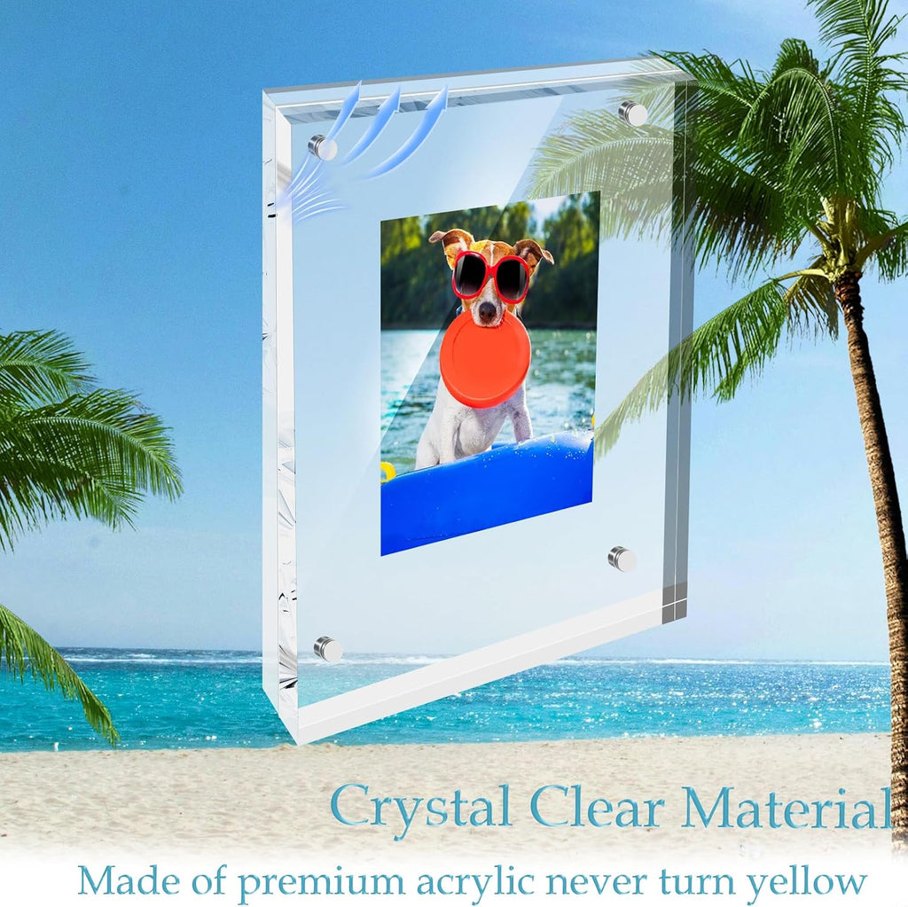 3 Pack 5x7 Acrylic Picture Frames, Premium Acrylic Photo Frame, Double-Sided Magnetic Picture Frames Clear Thickness Lucite Frameless Transparent Square Frame Gift for Home Office Desktop Display