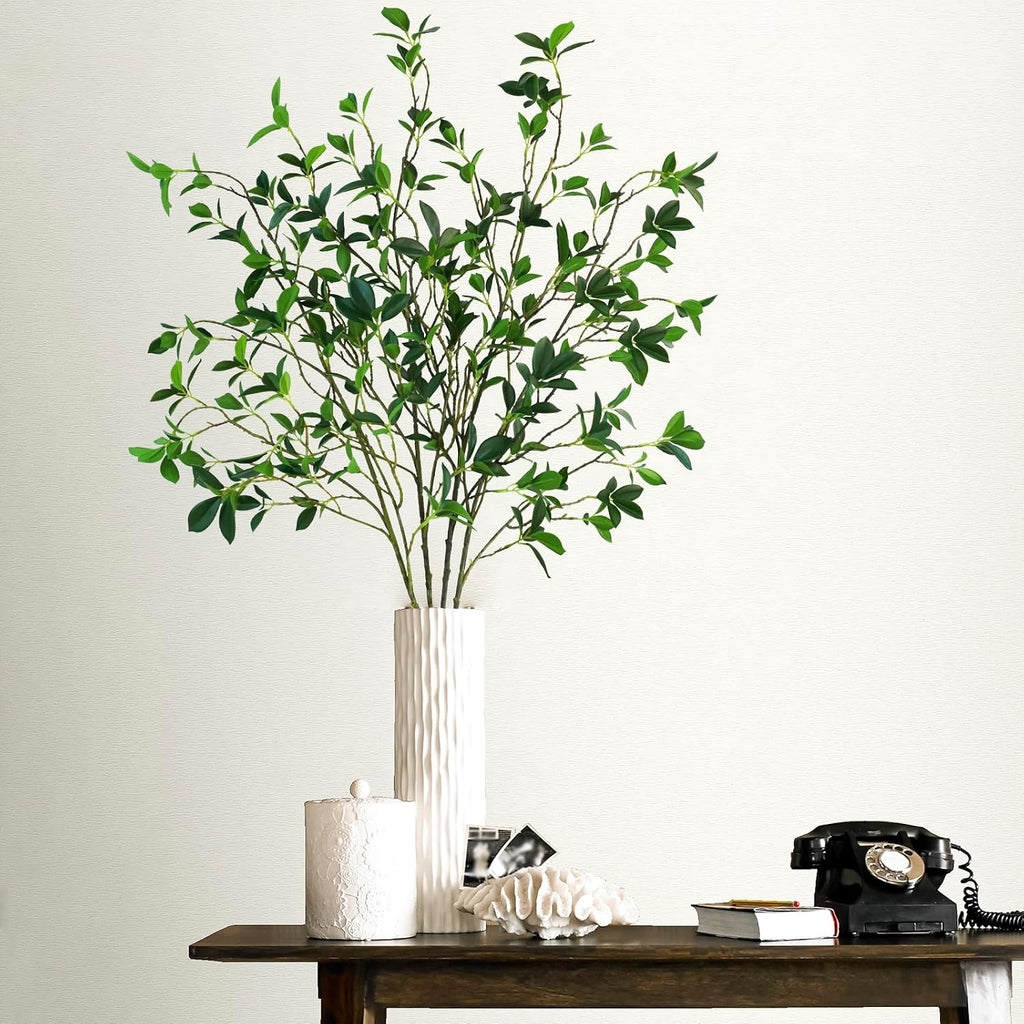 Krissing 4Pcs Artificial Greenery Stems, 44inch Fake Ficus Twig Branches