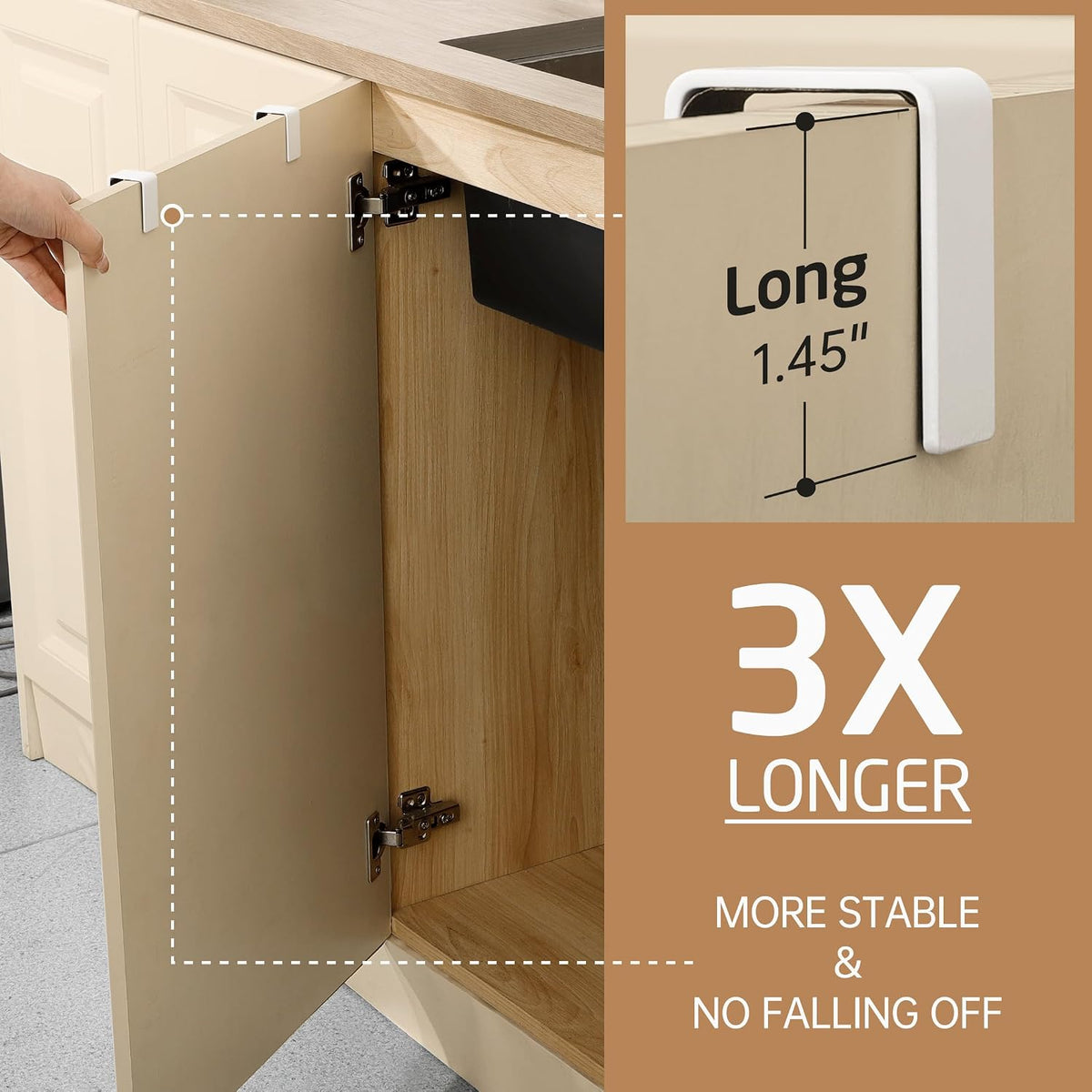 KES Over Cabinet Door Towel Bar Fit 1" Thick, Kitchen Towel Holder, White