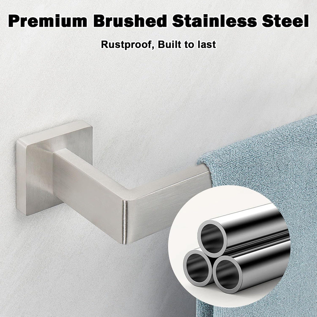 Towel Bar for Bathroom, 16 Inch Stainless Steel Bath Towel Rack Wall Mounted Towel Holder Hardware Accessory (Brushed Nickel)