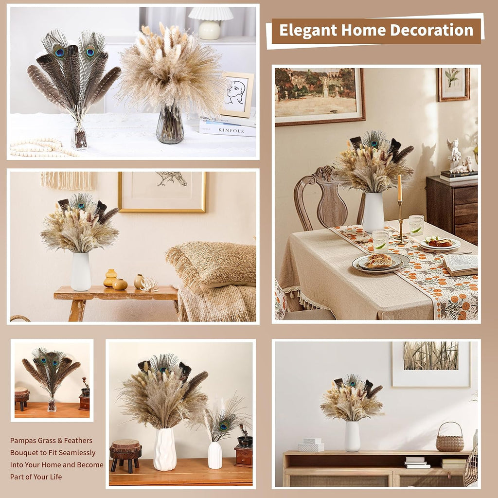 Bpole Dried Pampas Grass 100 Pcs 16-17in Boho Bouquet