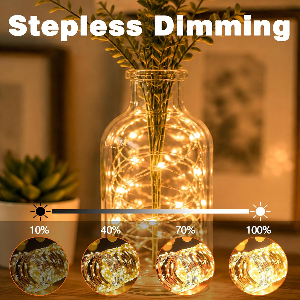 33FT 100 LED Plug in Fairy Lights with 13 Modes & Timer, Warm White