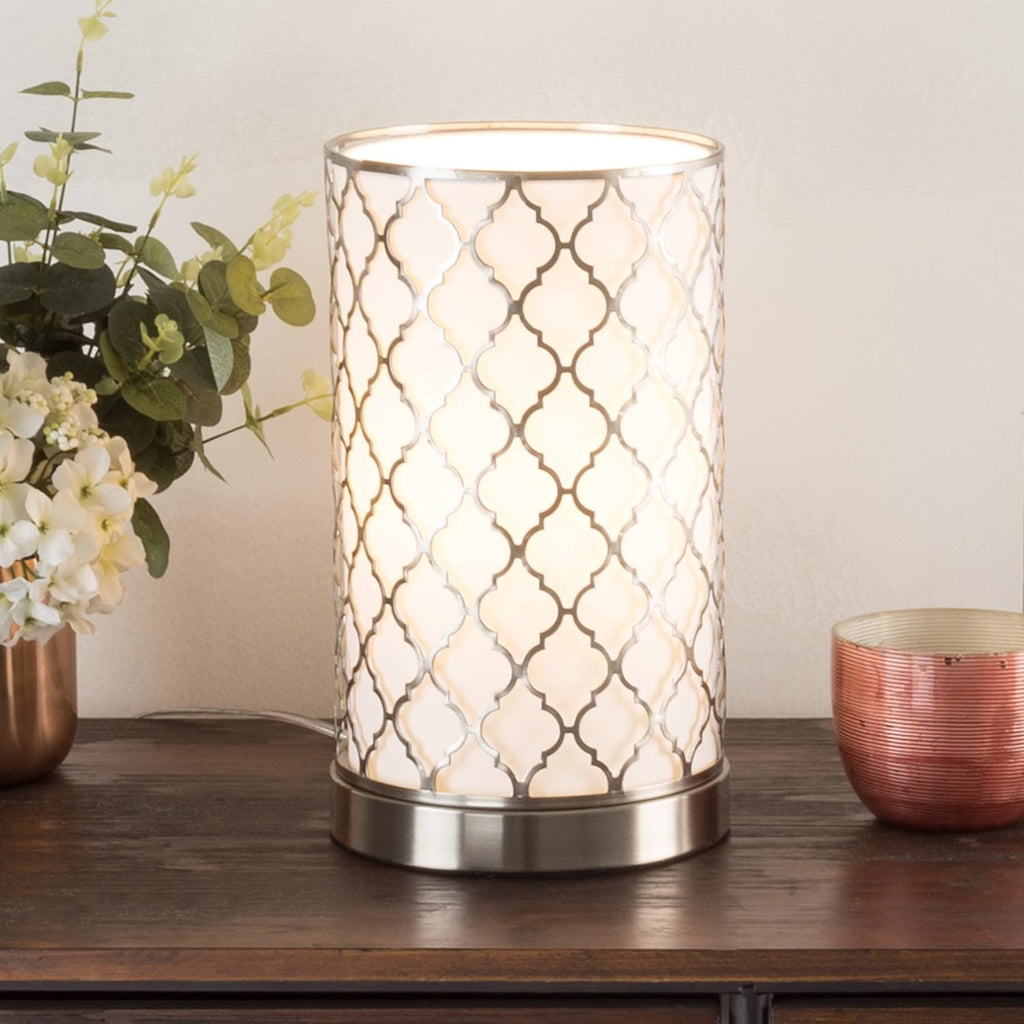 Lavish Home Uplight LED Table Lamp, Brushed Silver, 6.25” x 11.5”