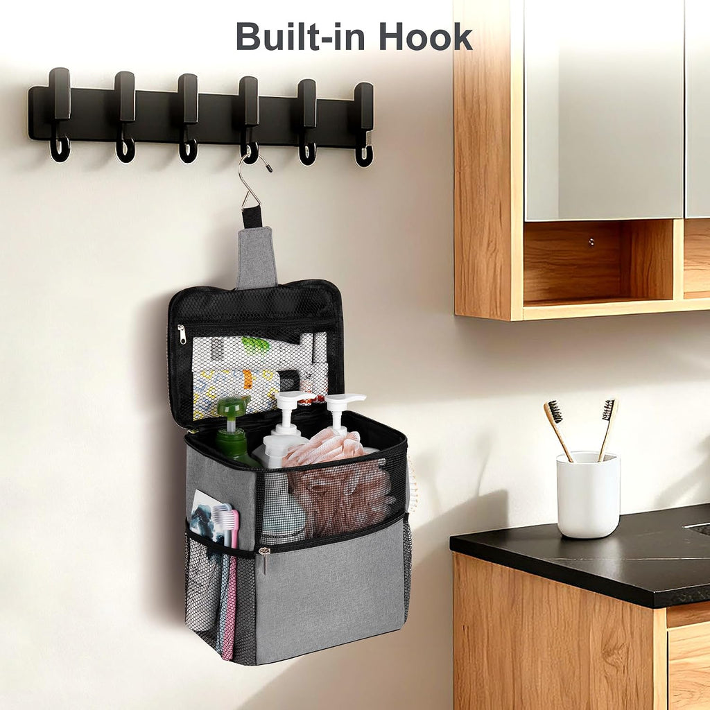 Mesh Shower Caddy Hanging for College Dorm Essentials Grey