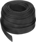 uxcell Cable Sleeving, 1.25Inch -50ft PET Braided Cable Sleeve, Expandable Braided Cable Sleeve for TV/Computer/Home Theater/Other Home Device Cable - Black