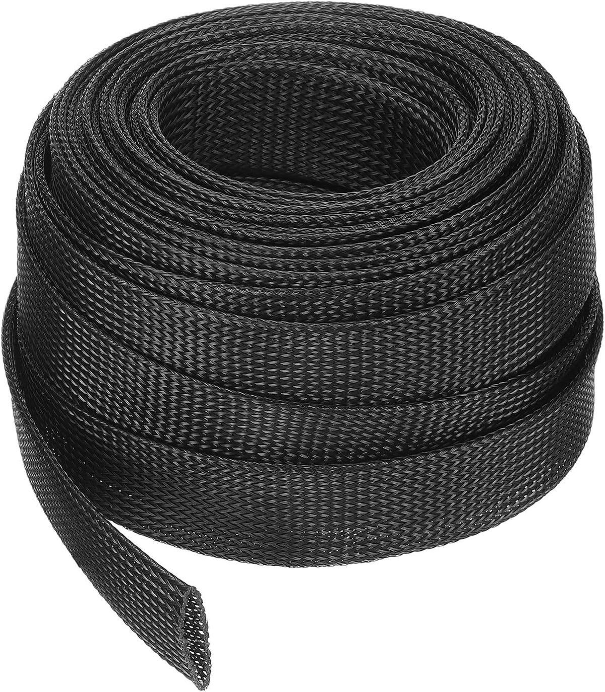 uxcell Cable Sleeving, 1.25Inch -50ft PET Braided Cable Sleeve, Expandable Braided Cable Sleeve for TV/Computer/Home Theater/Other Home Device Cable - Black