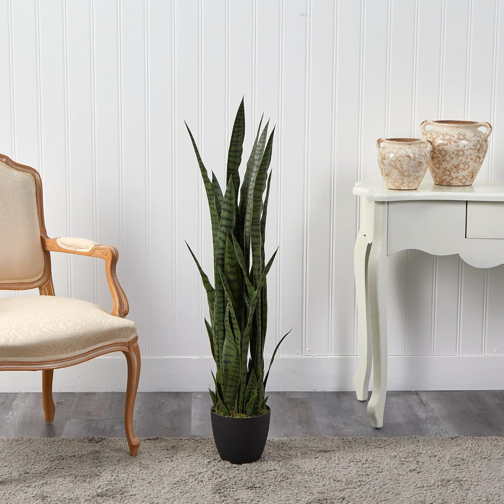 Nearly Natural 48 in Artificial Sansevieria Snake Plant with Pot