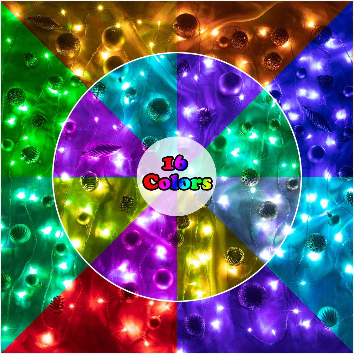 AWQ 66FT 200 LED Christmas String Lights Fairy Lights for Bedroom Decor RGB
