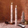 Eywamage White Snowflakes Christmas LED Taper Candles with Remote Set of 2