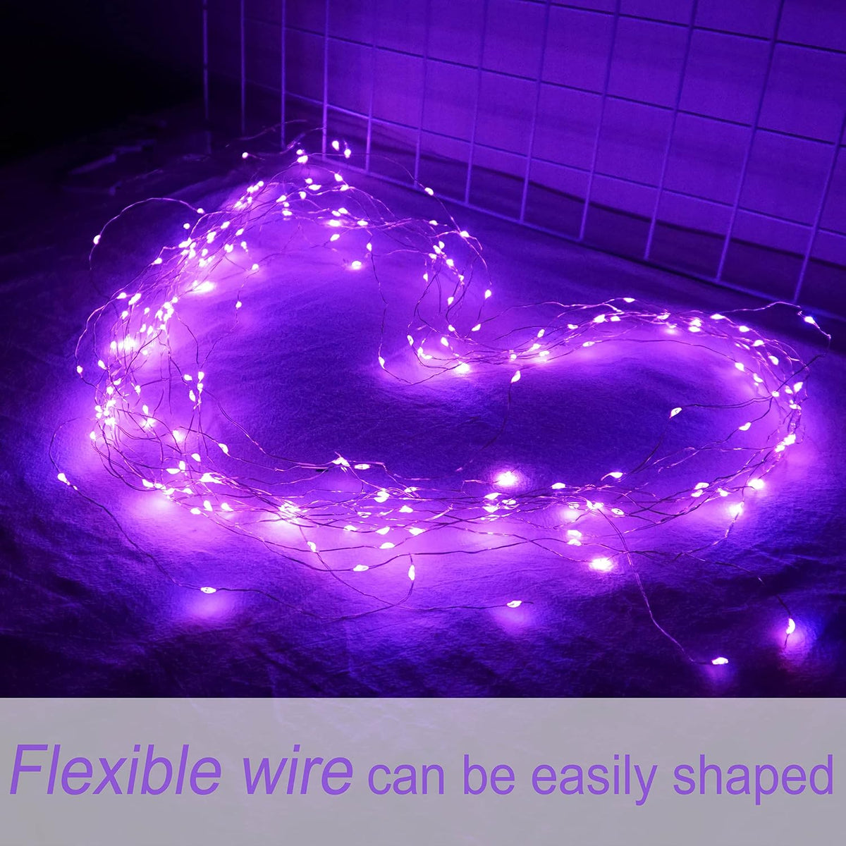 SmilingTown Fairy Lights Battery Operated Starry Firefly Silvery Wire String Lights 15 Pack 7.2ft 20 LED Jar Table Centerpiece for Wedding Christmas Halloween Party Decoration (Purple)