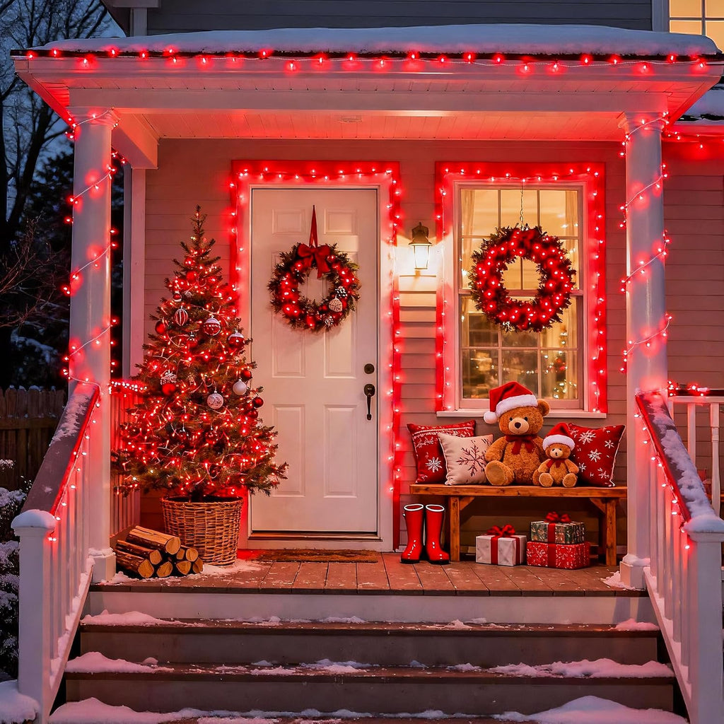 JMEXSUSS Connectable 33ft 100 LED Red Halloween String Lights Clear Wire