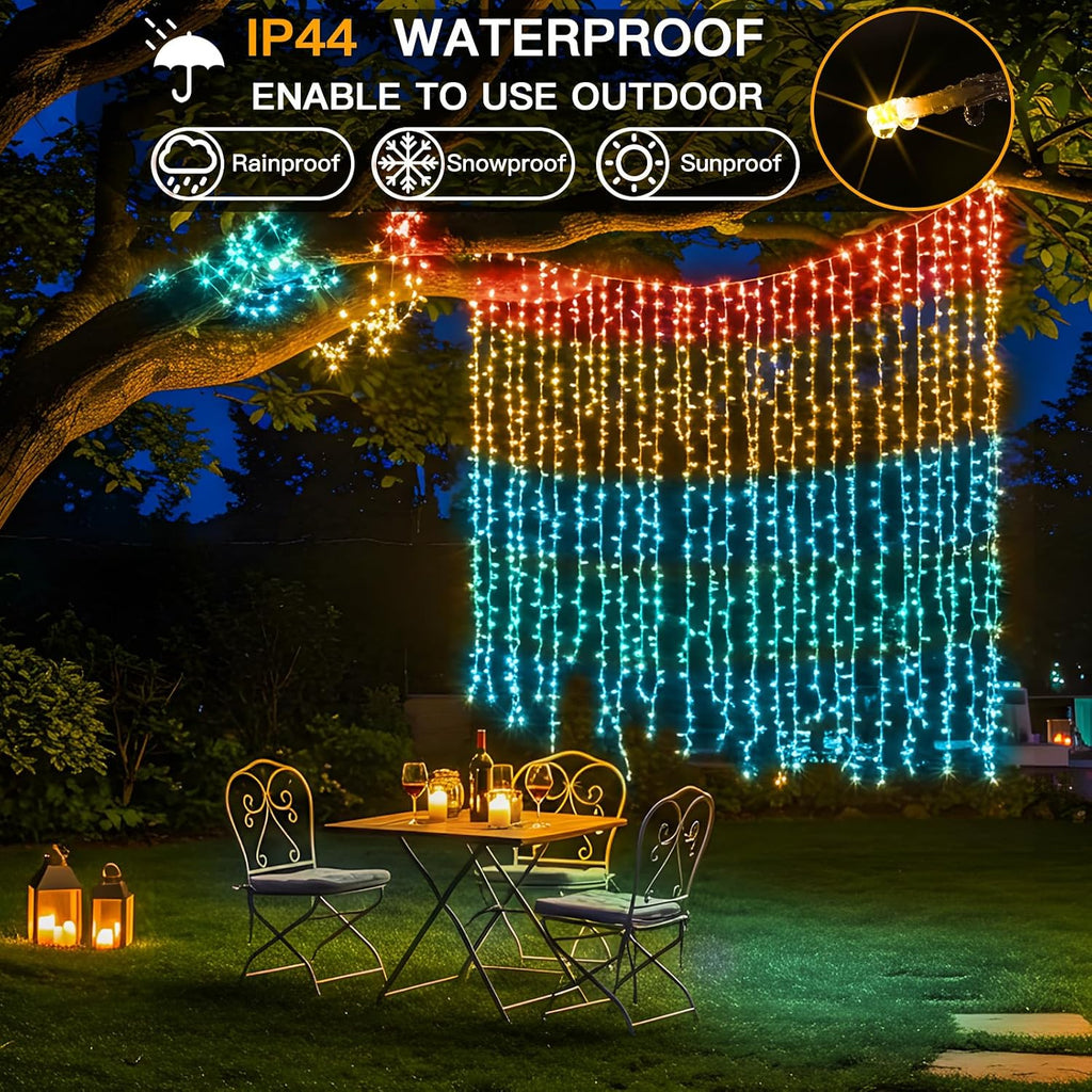 suddus Curtain Lights, 300 Led 9.8 * 9.8ft Sunset Curtain Fairy Lights