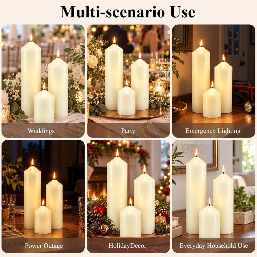 Pillar Candles Ivory Bulk 2x3 2x6 2x8 Inch, Unscented Candle, 24 Set