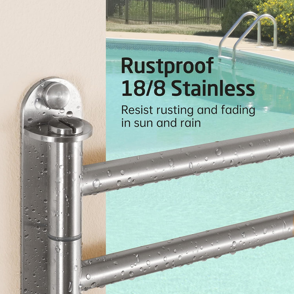 KES Extra Long Swivel Towel Bar 19.5" 4-Arm, Swing Out Towel Rack, 18/8