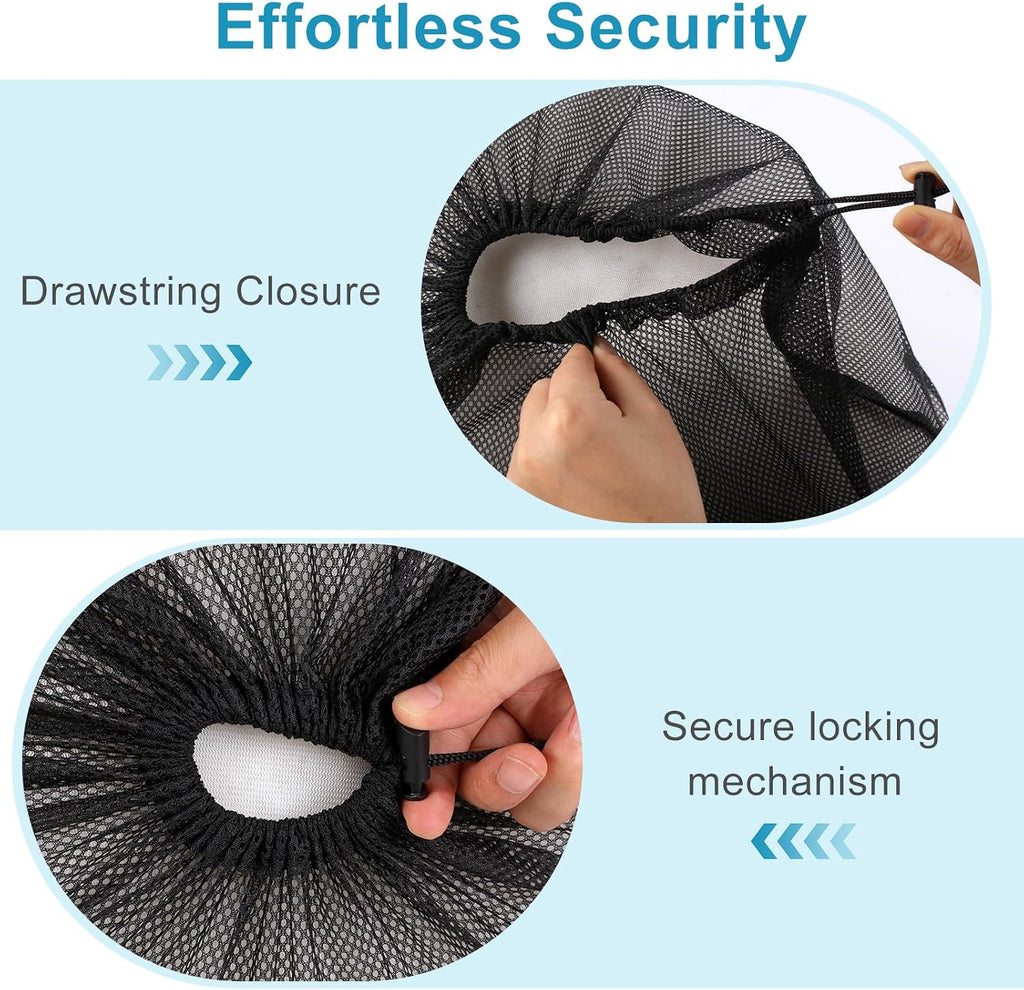 3 Pack Mesh Laundry Bags, 2 Large & 1 Small Breathable Mesh Laundry Bag, Drawstring & Tear Resistant Black Wash Bags for Home, Dorm, Travel & Camping