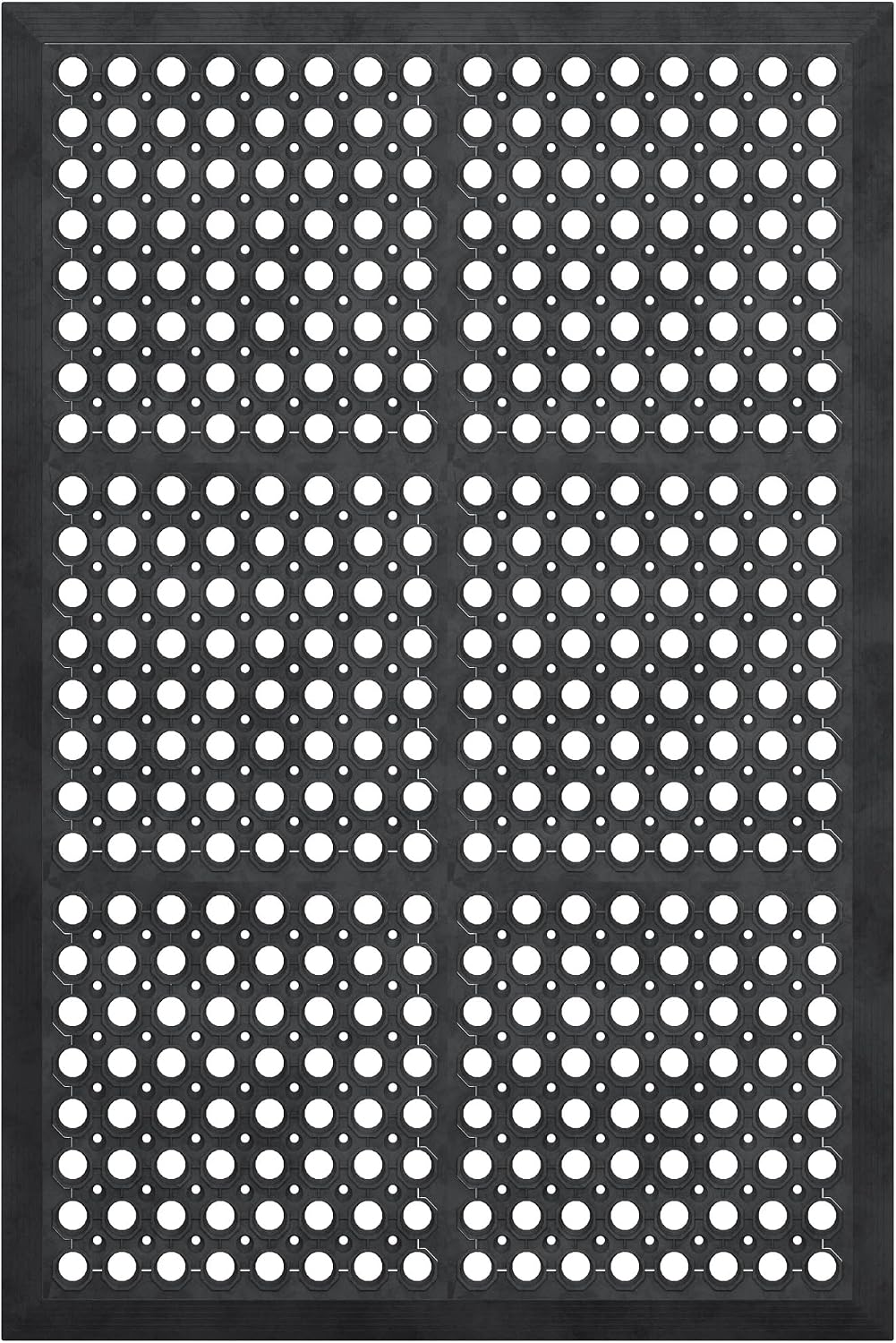 Ottomanson Heavy Duty Rubber Floor Mat – Non-Slip, Waterproof, Easy to Clean – Anti-Fatigue Mat for Commercial Kitchens, Restaurants, Workshops – Oil Resistant, Hose Washable – 24" x 36", Black