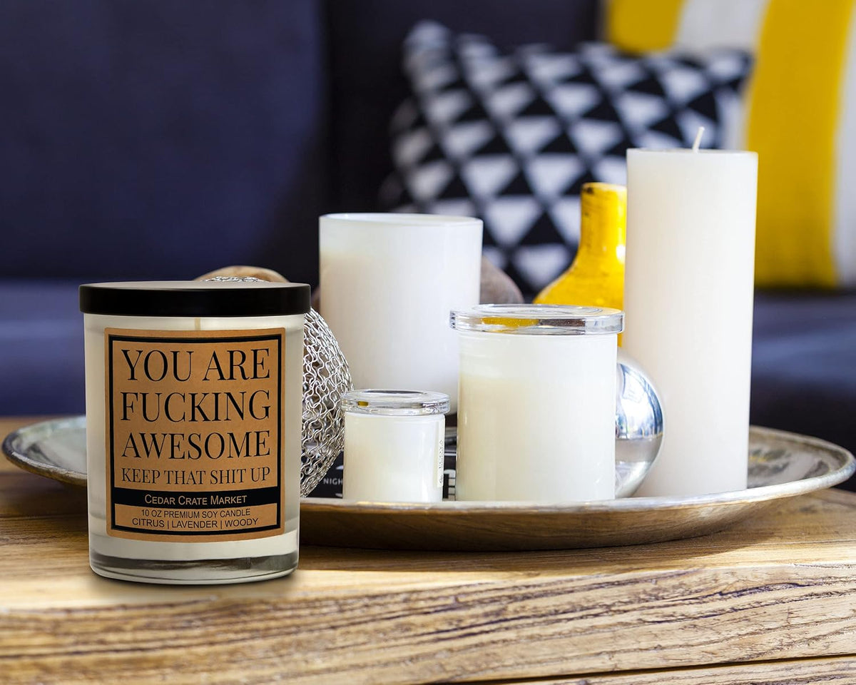 Best Friend, Gift for Women, Men - You are Awesome, Thank You Candle Gift for Her, Him, Inspirational Present for Coworker, Sister, Bestie, Funny Happy Birthday Candle,100% Soy Wax Handmade in the USA