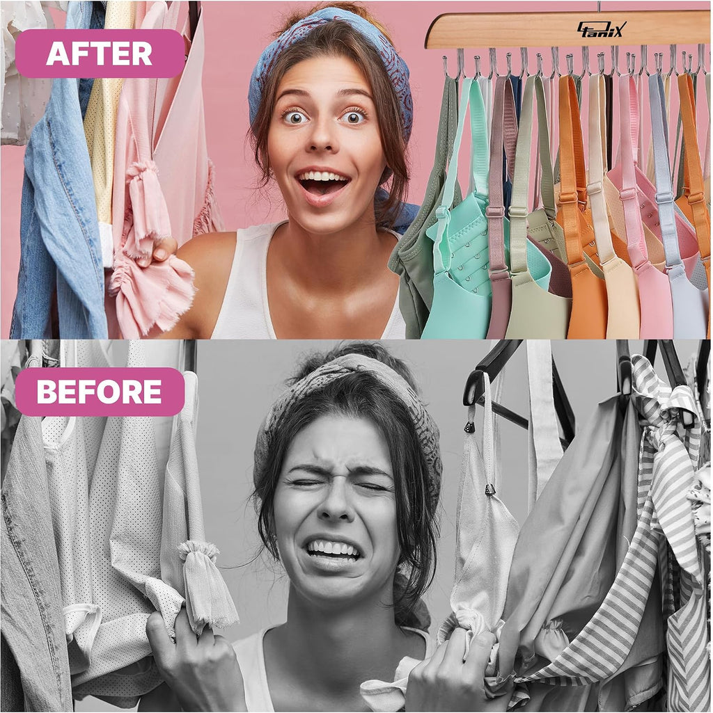 2 Pack Tank Top Hangers Space Saving, Bra Hangers for Closet Organizer, Bra Organizer for Closet, Space Saving Organizers and Storage for Dorm & Apartment for Tankto (Wooden)