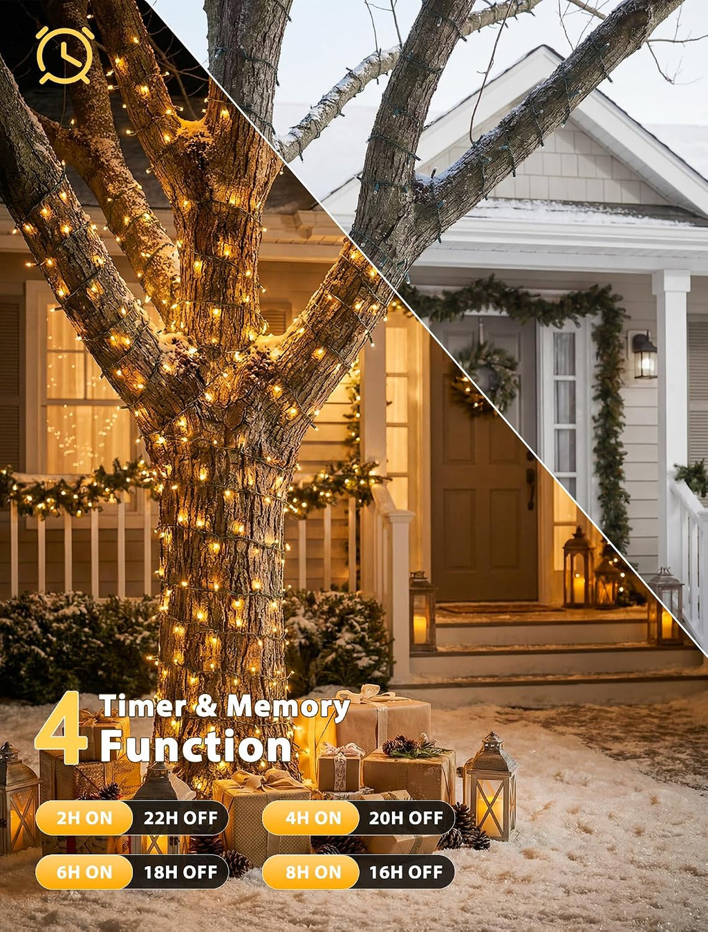 Hopolon Warm White Christmas Fairy String Lights, 33FT 100-LED with Remote