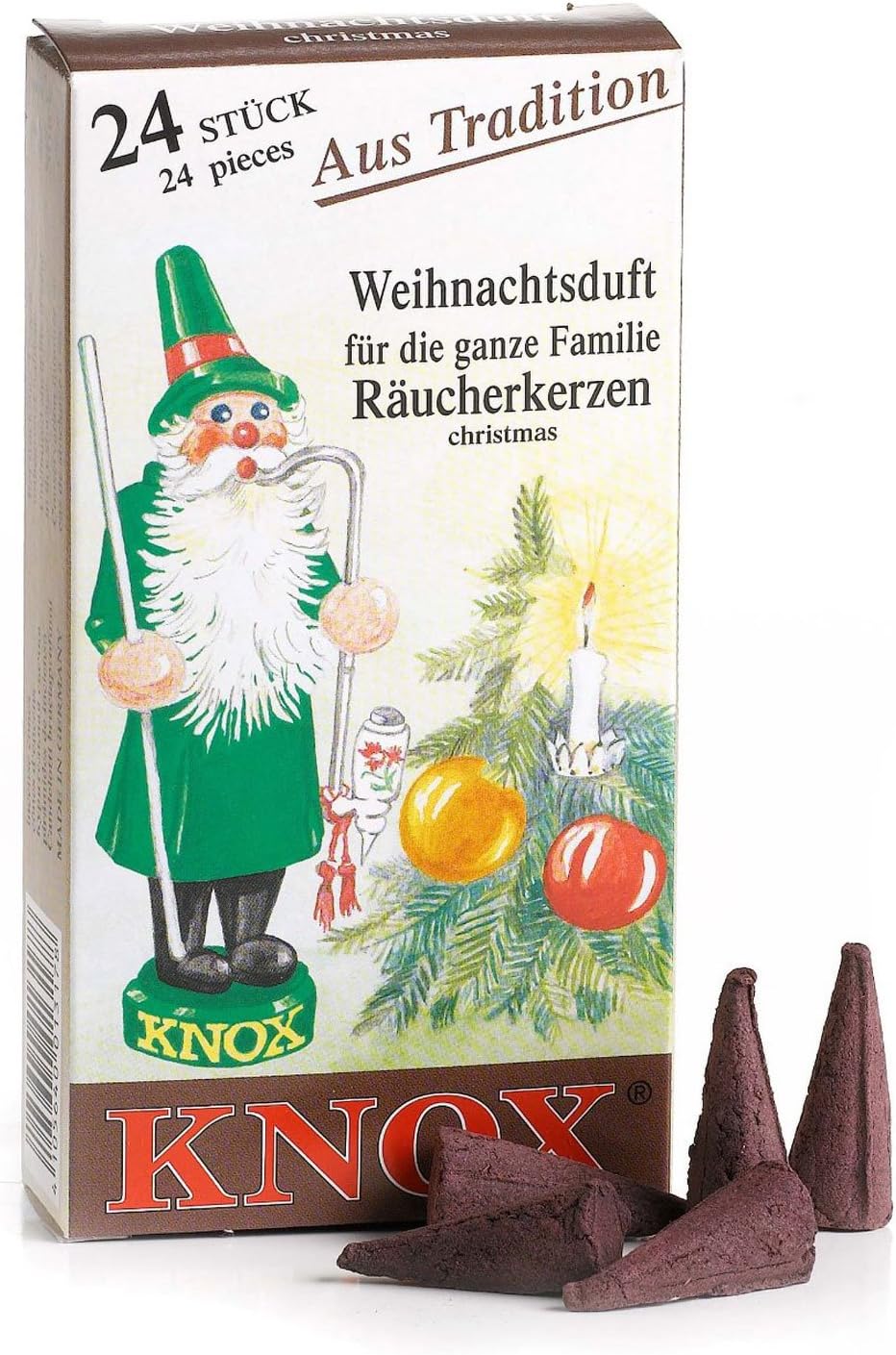 KNOX Christmas Scented Incense Cones, 24 Pack, Made in Germany