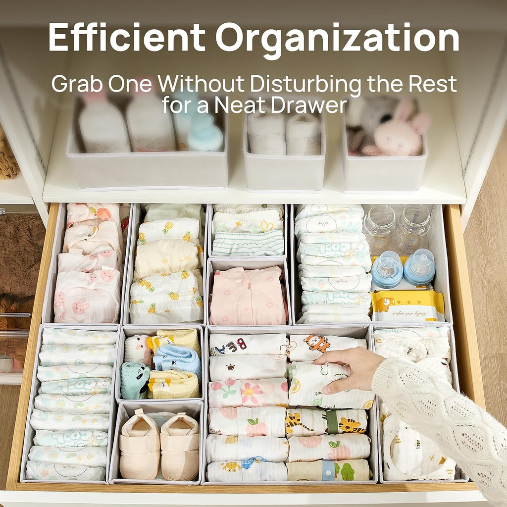 Vtopmart 18 Pack Baby Clothes Organizer, Foldable Fabric Drawer Bins