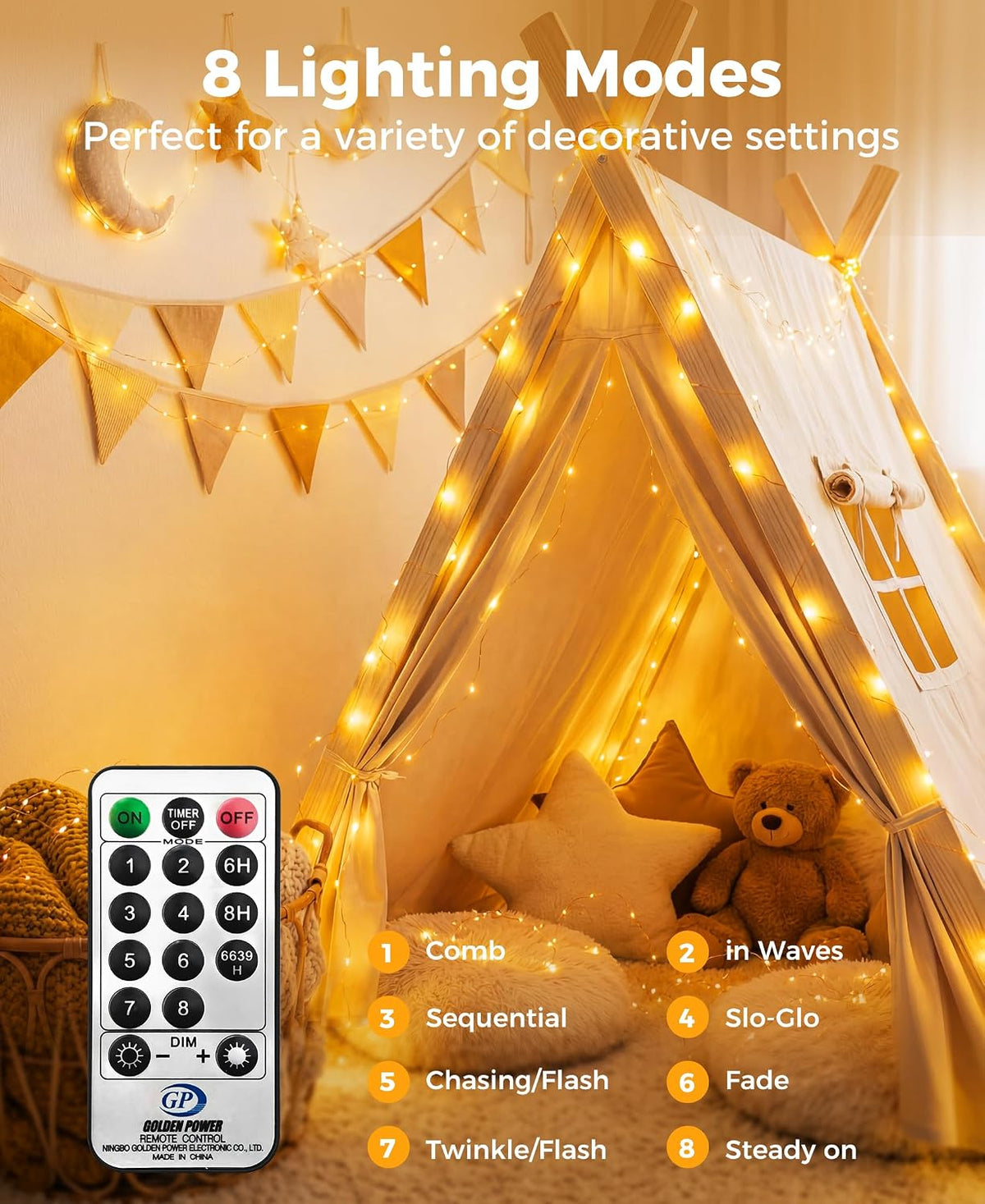 Plug-in Fairy Lights, 164 Ft 500 LED String Light with Remote, 8 Modes, Timer and Dimming Twinkle Lights for Indoor, Bedroom, Party, Decoration, Holiday, Warm White