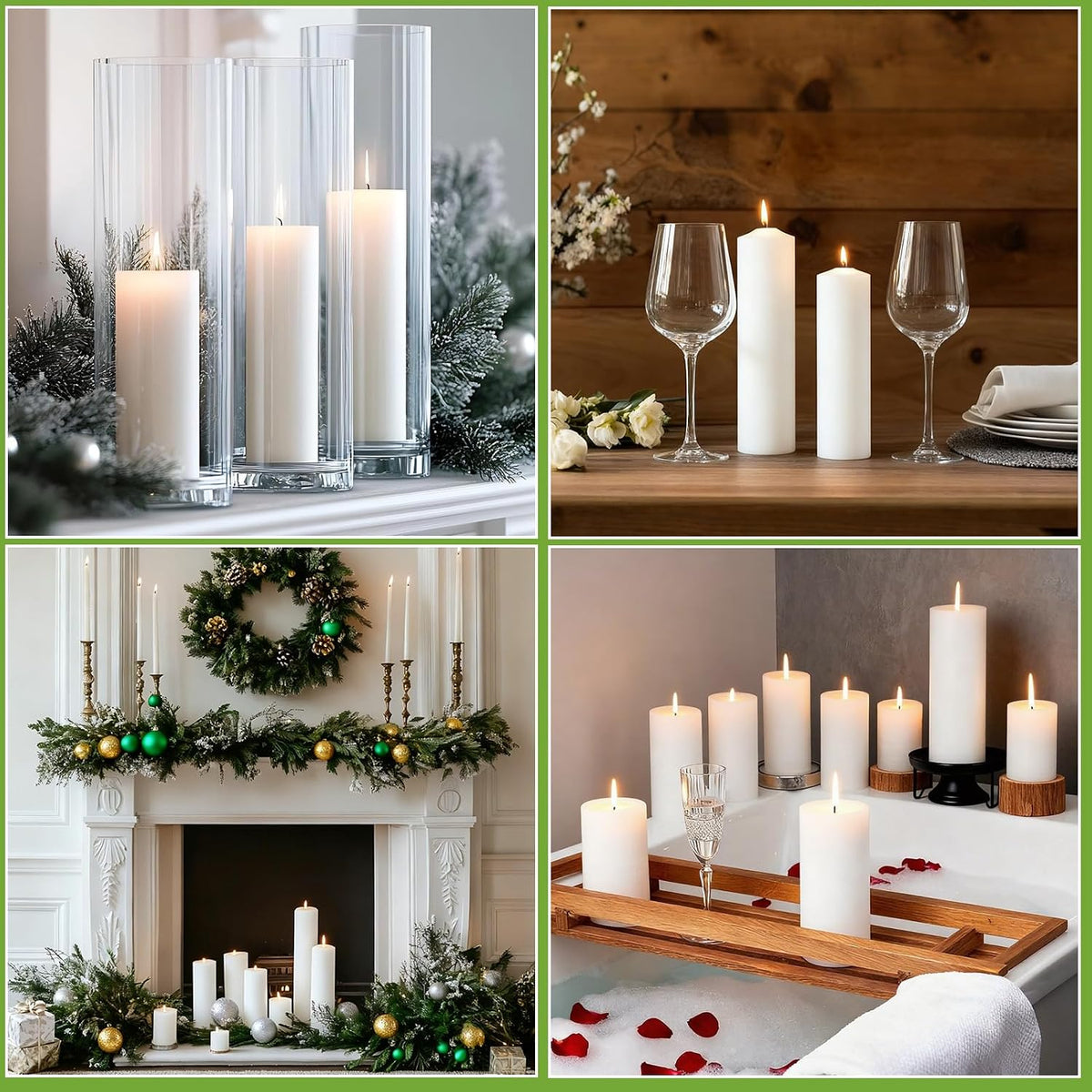 Pillar Candles White 6 Pack, 2.8x8 Inch Unscented Candle