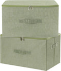 ANMINY Fabric Storage Bins with Zipper Lids, 18"x14"x10", Green, 2 PCS