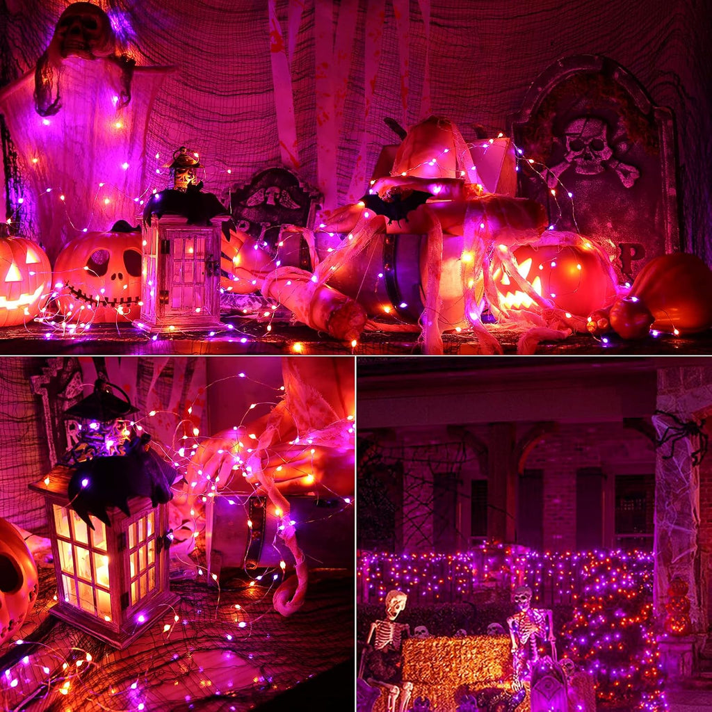 BrizLabs Purple & Orange Battery Halloween Lights Remote 17.48 ft 50 LED