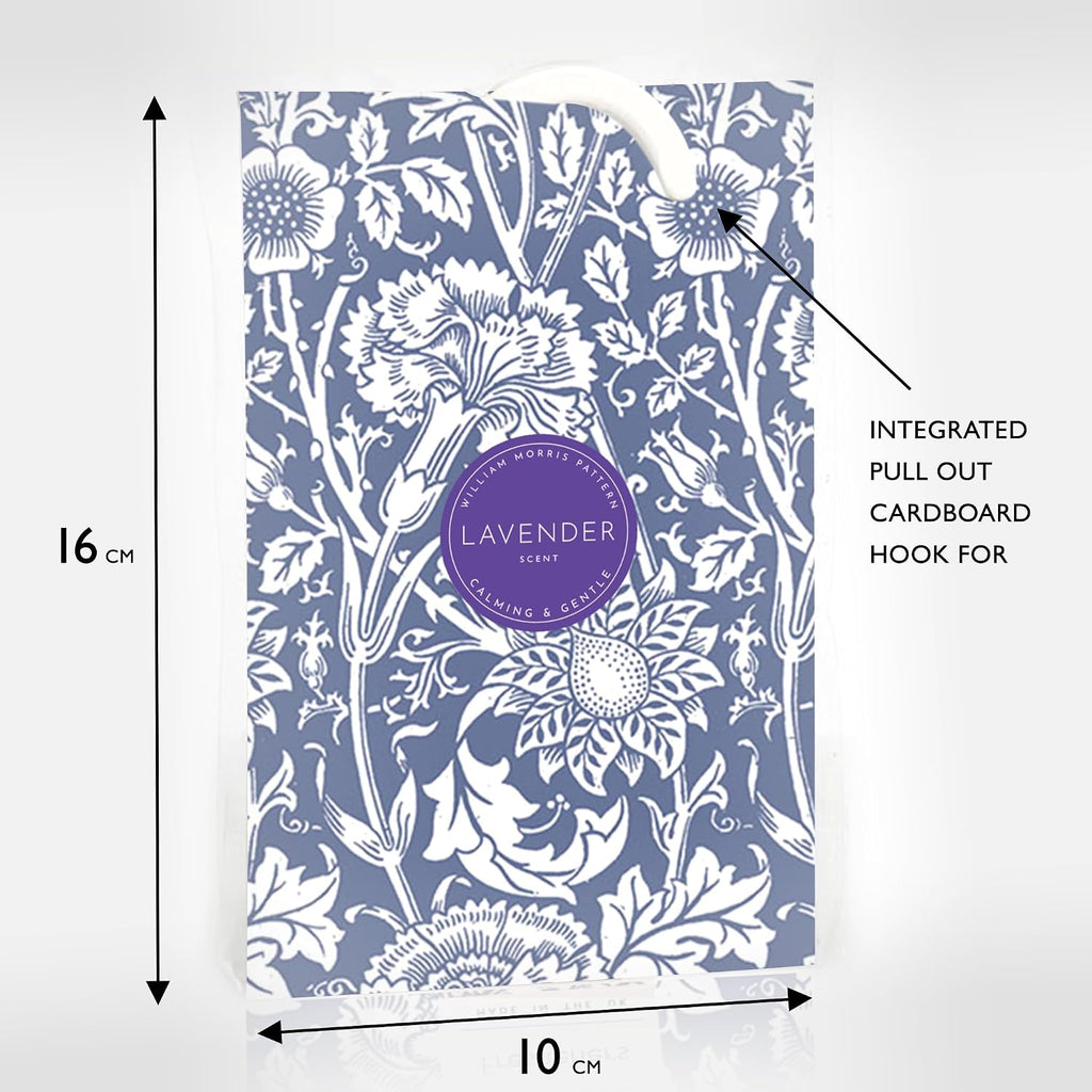 The Master Herbalist Scented Wardrobe Freshener Sachets in a William Morris Design. Available in Lavender, Sandalwood, Rose, Lily and Lilac (Lavender, Pack of 2)