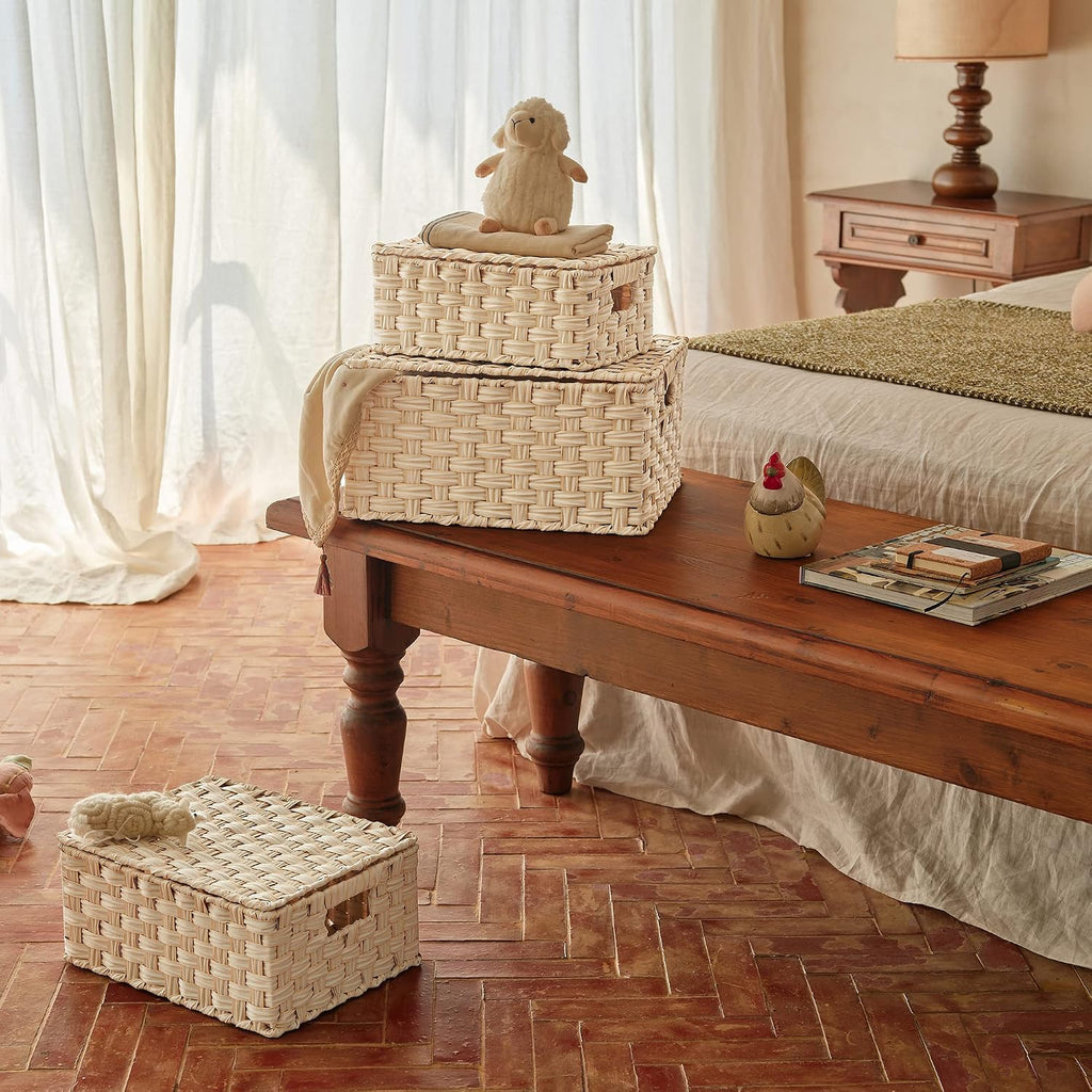 GRANNY SAYS Wicker Baskets with Lids, Woven Storage Basket with Lid